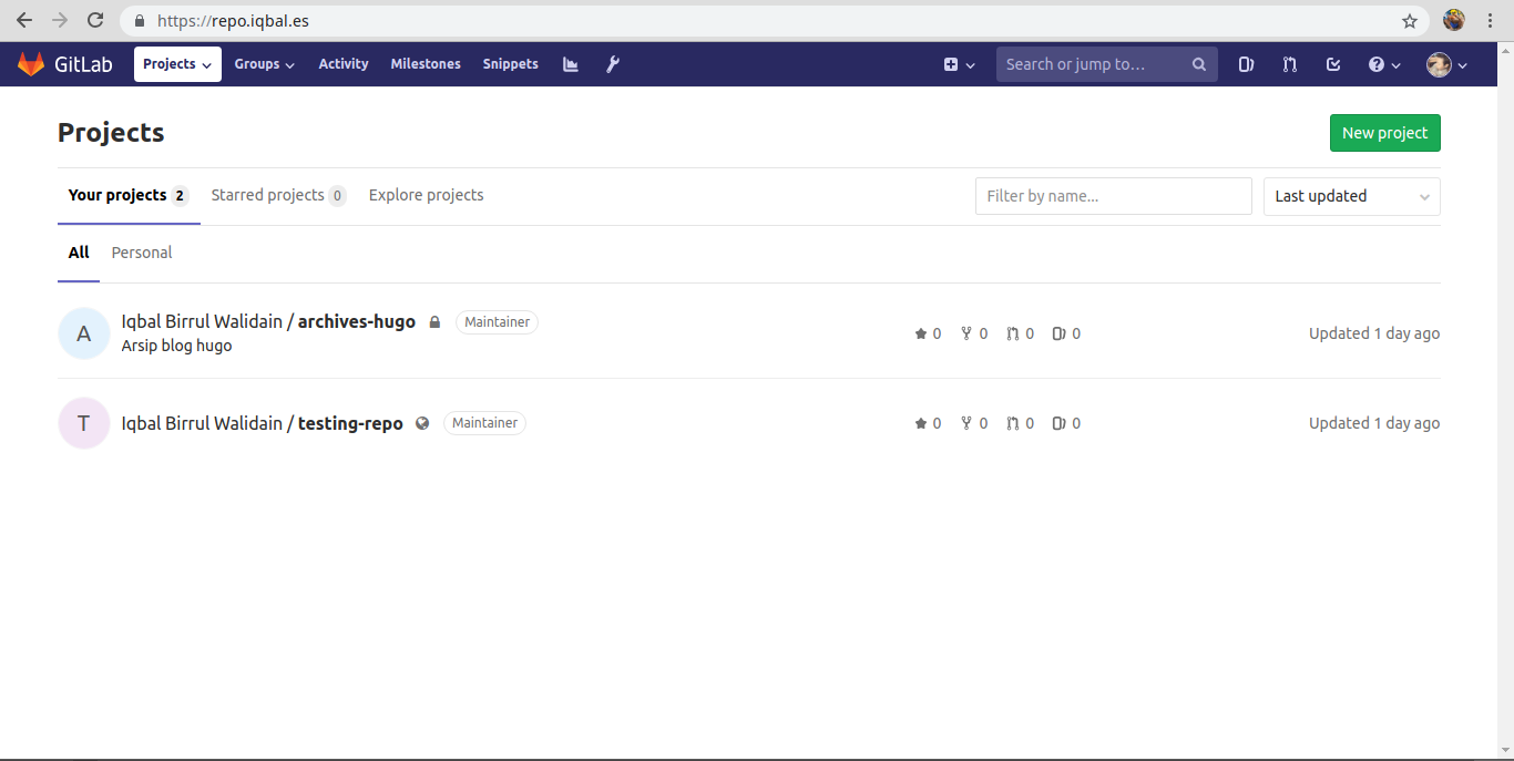 Dashboard GitLab CE