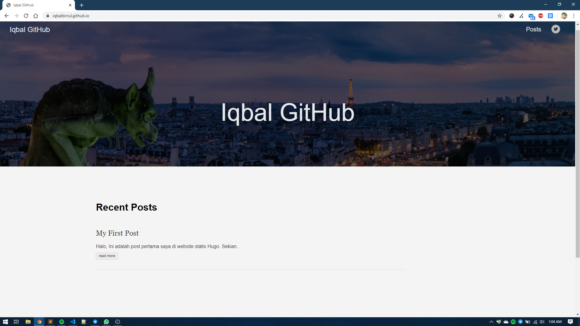GitHub Pages berhasil di buat